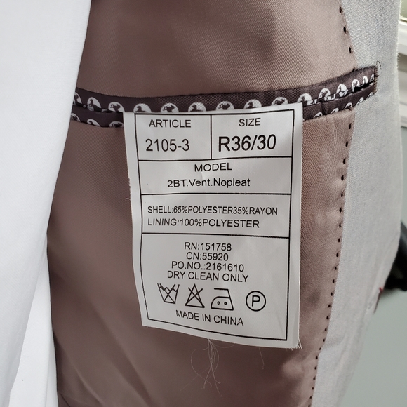 (NWT) Renoir Light Gray 2 pice suit 36R W30 - Picture 5 of 9